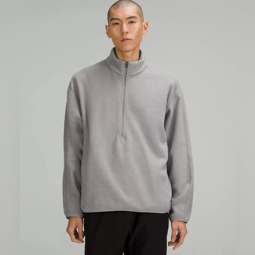 NWT Men's Lululemon Oversized-Fit Fleece Half Zip Grey - Picture 4 of 5